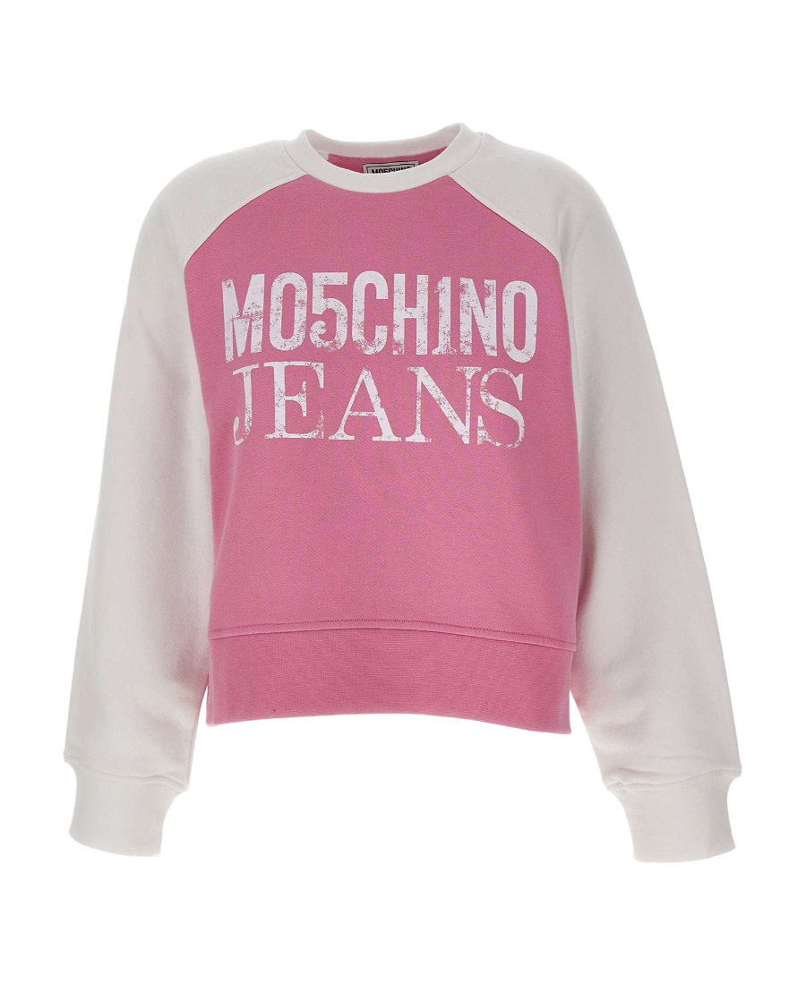 Moschino Round Collar Long Sleeve Sweater In White