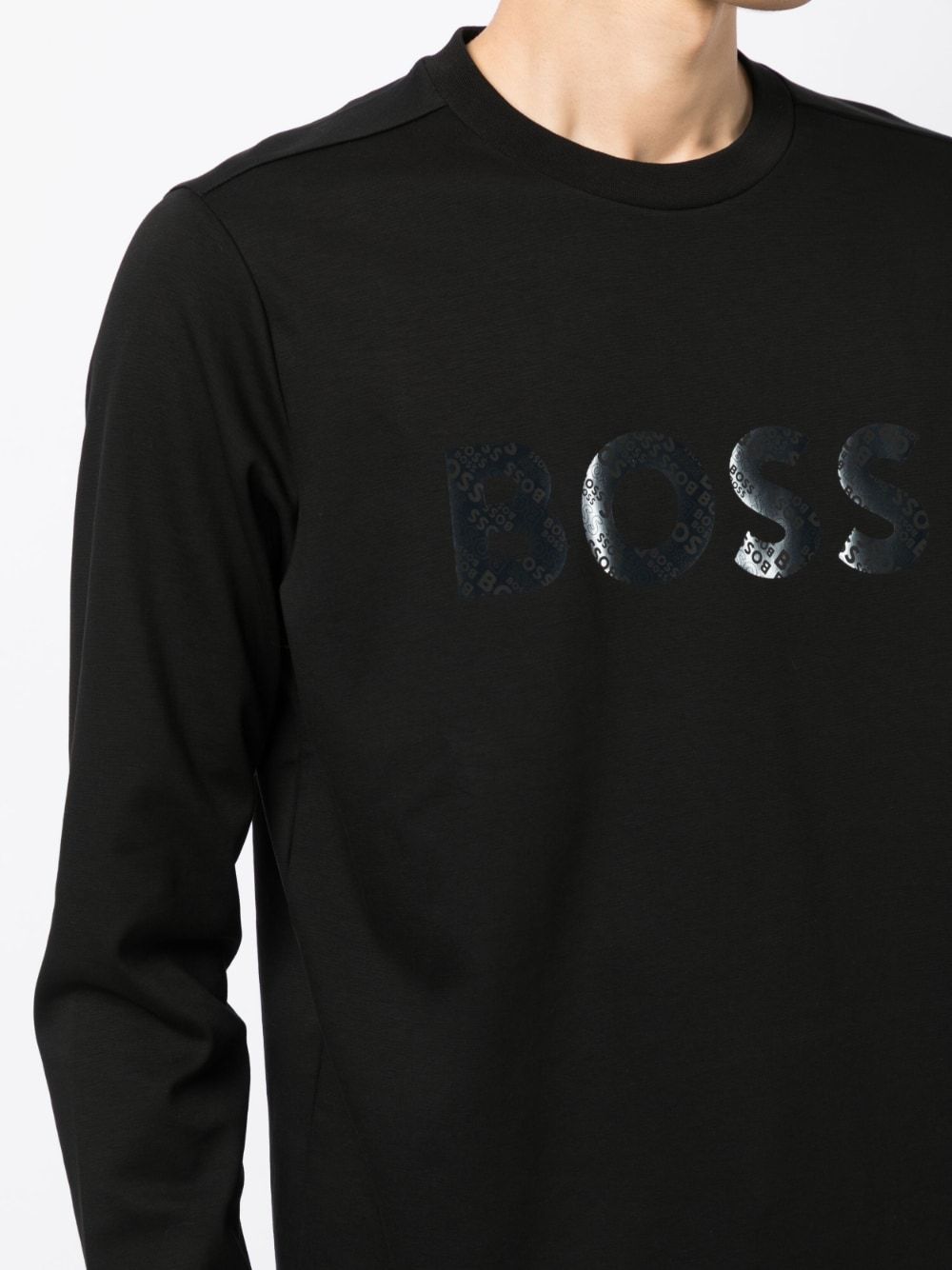HUGO BOSS LOGO-PATCH LONG-SLEEVED COTTON SWEATSHIRT