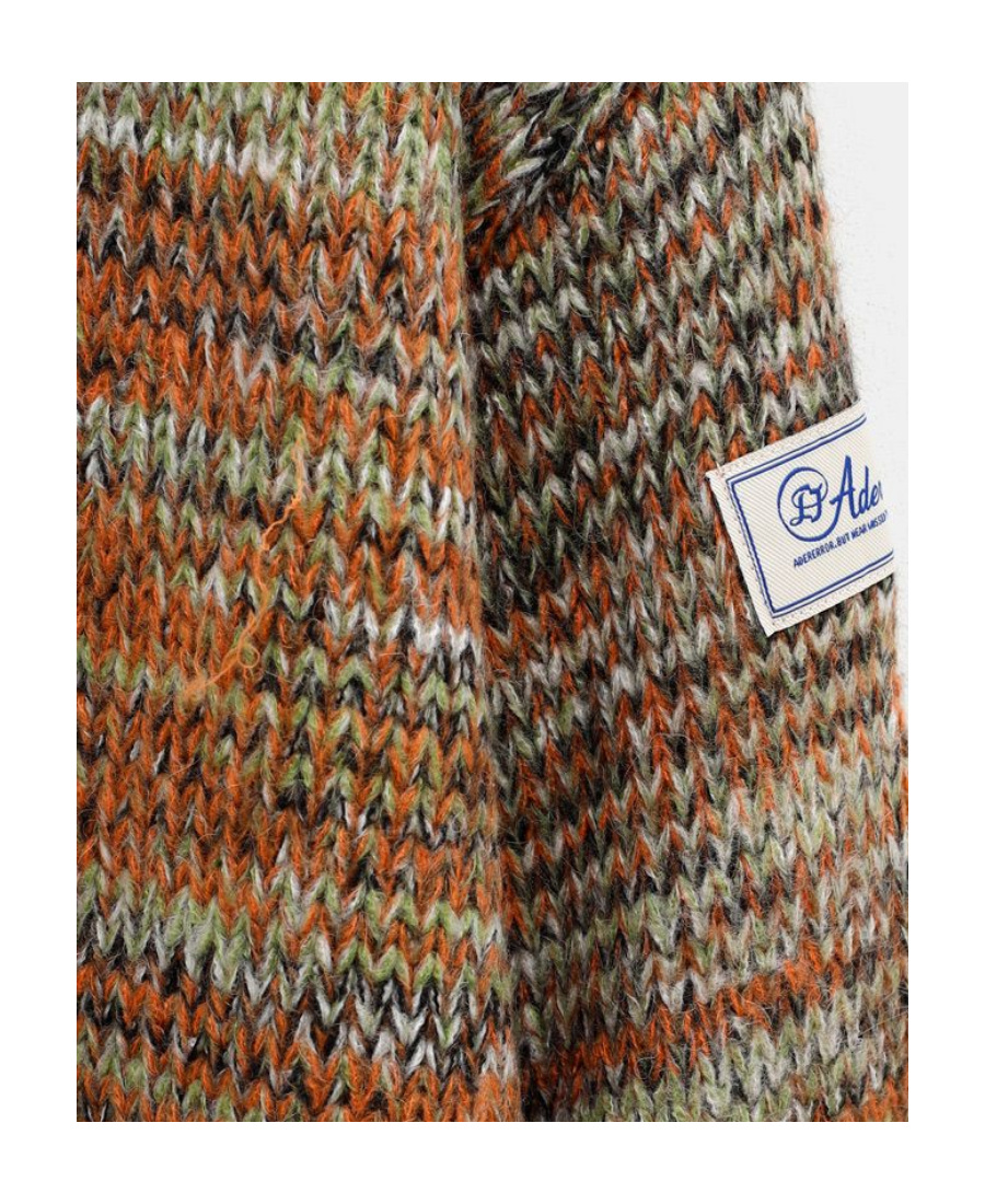 Ader Error Striped Round Neck Knitted Sweater In Brown