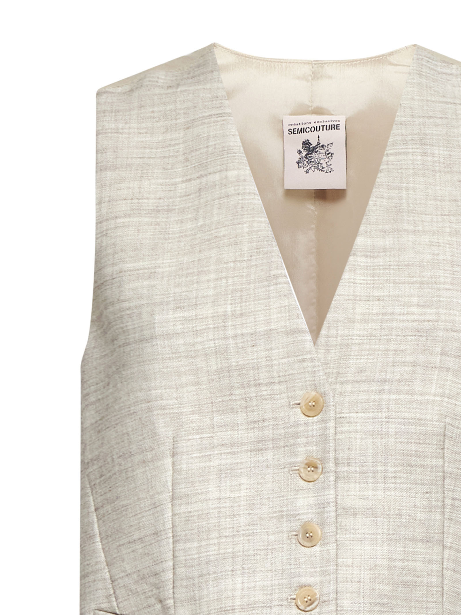 Shop Semicouture Virgin Wool Waistcoat In Nude