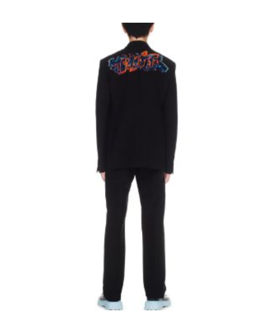 OFF-WHITE OFF-WHITE LOGO EMBROIDERED STRAIGHT LEG TROUSERS