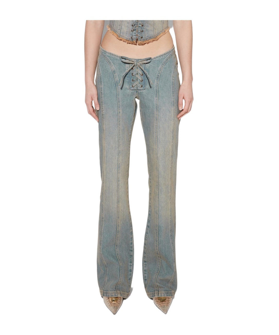 Misbhv Lara Low-rise Flared Jeans In Gray