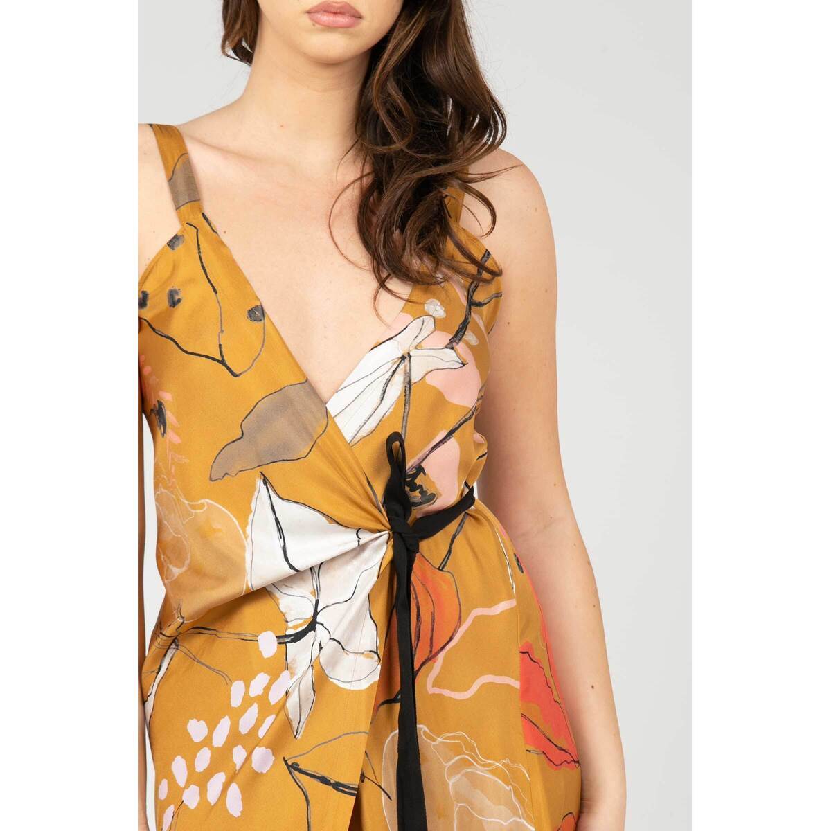 Alysi Floral-print Silk Dress In Brown