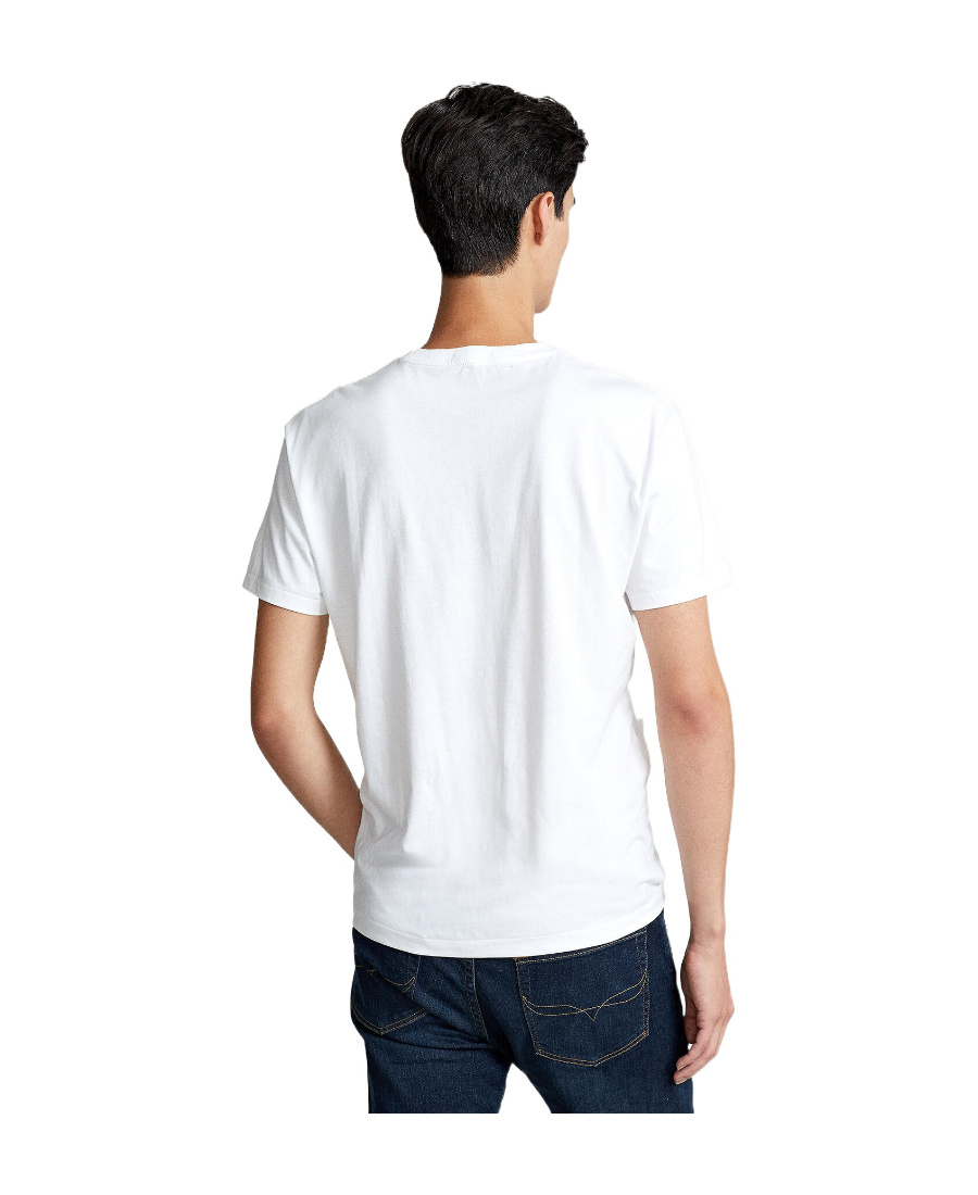 Polo Ralph Lauren Man White T-shirt With Embroidered Navy Blue Pony In White