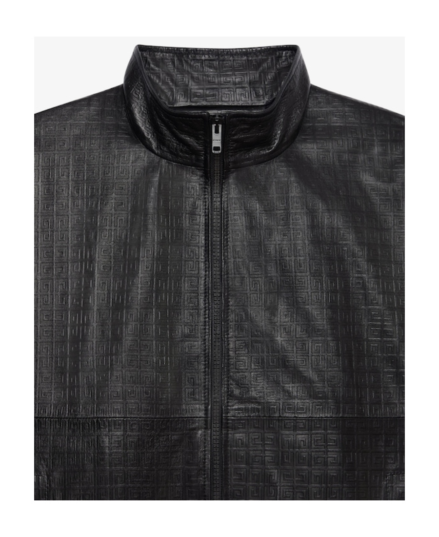 Givenchy Embossed-4g Leather Jacket In Black