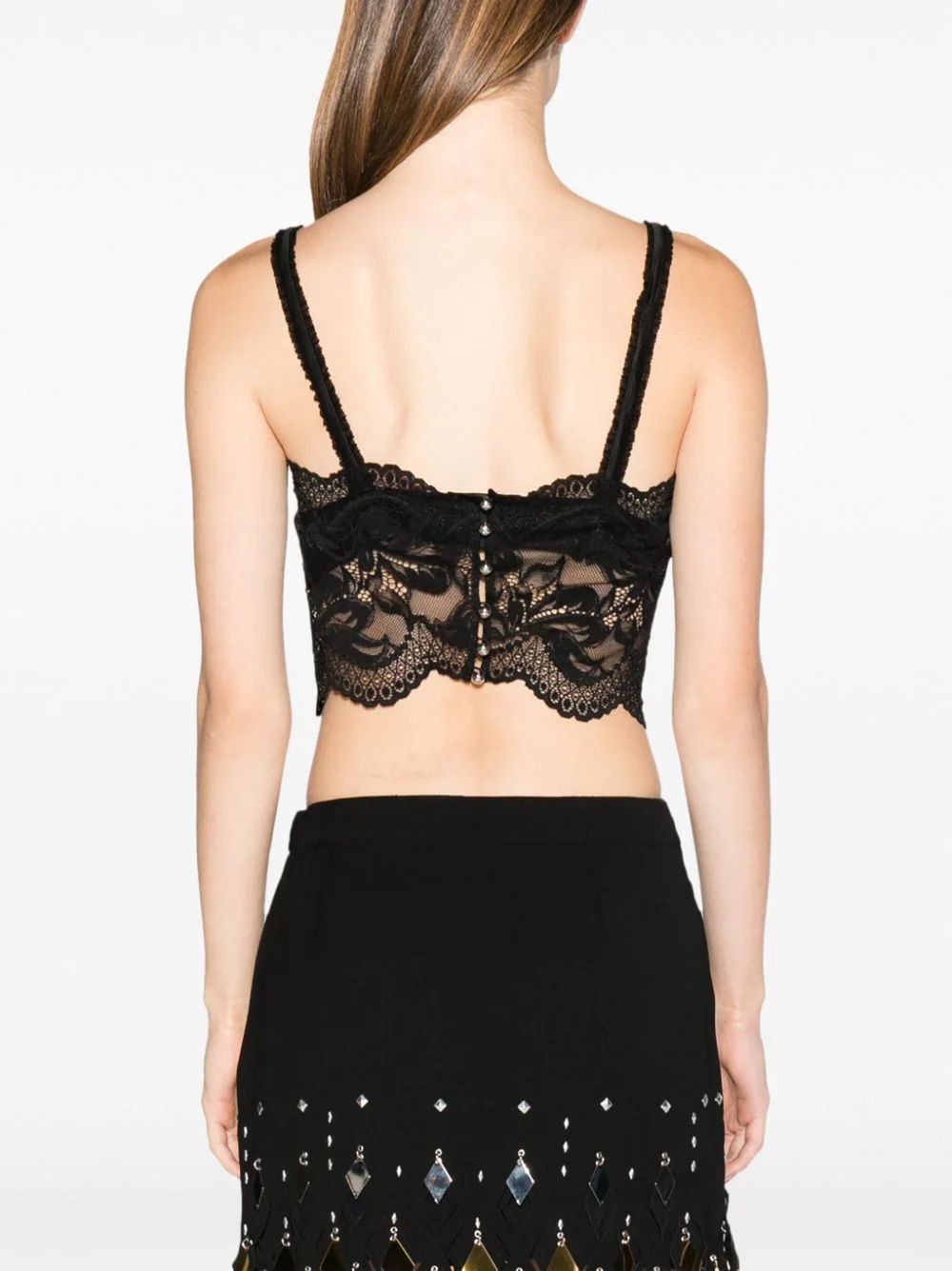 Rabanne Lace-detail Cropped Top In Black