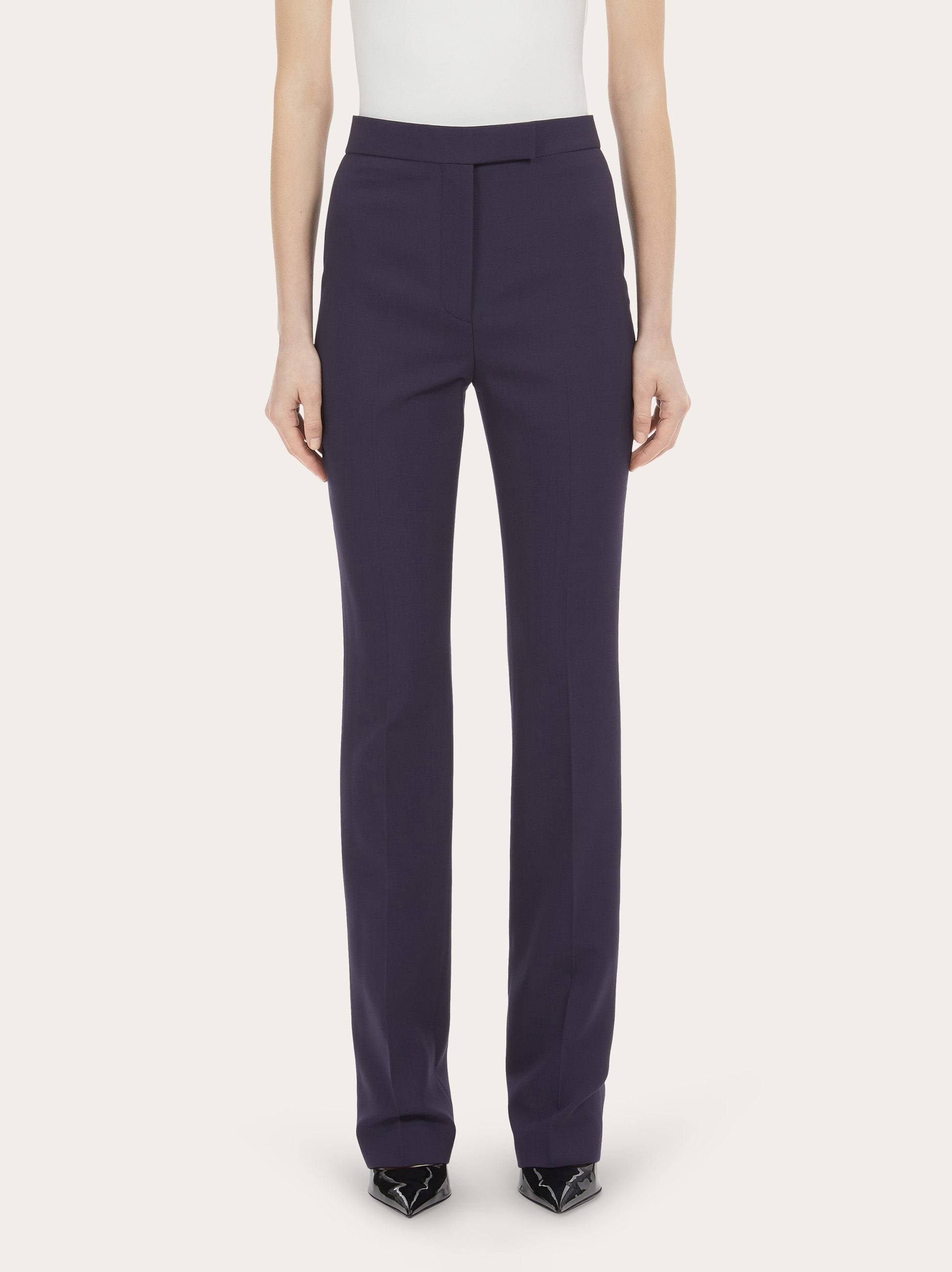 Ferragamo Front Pleated Wool Casual Pants In Black