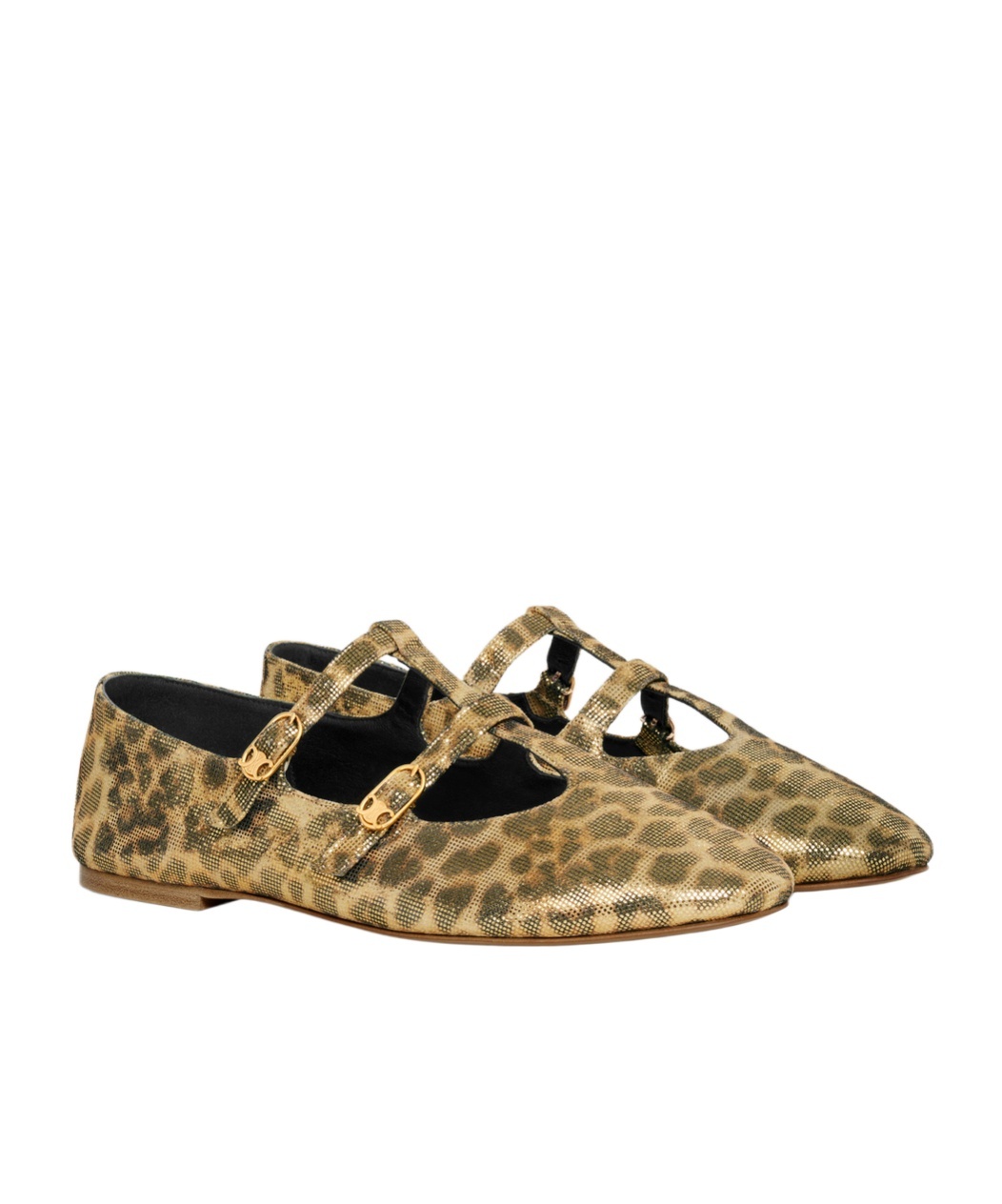 Celine Leopard Print Flat Soles In Green