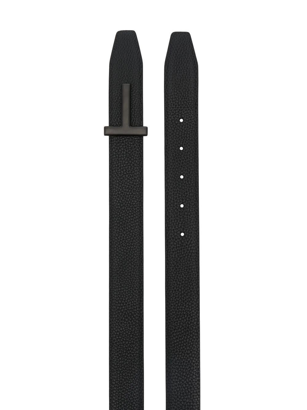 Tom Ford Mens Black Reversible Brand-plaque Leather Belt In Black