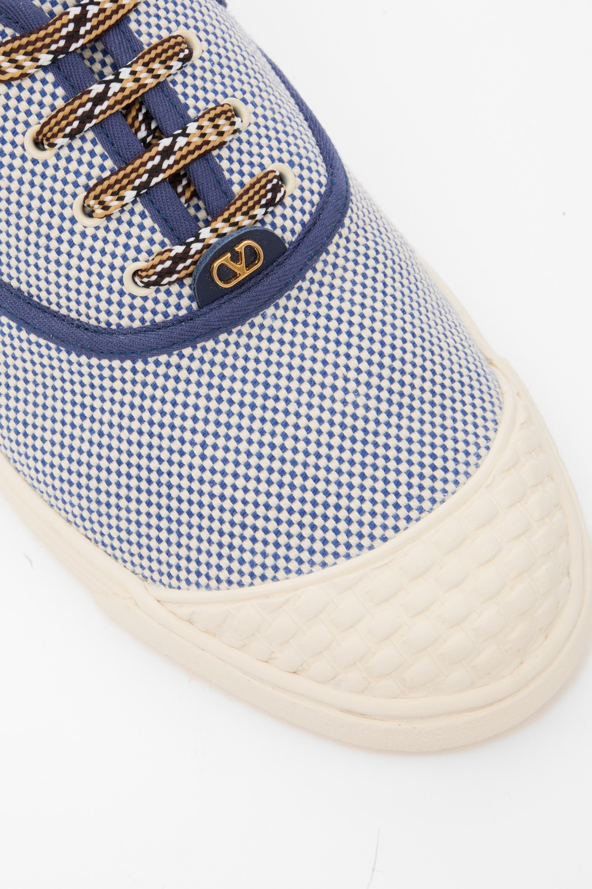 Valentino Bay By Bay Bicolor Canvas Low-top Sneakers In White