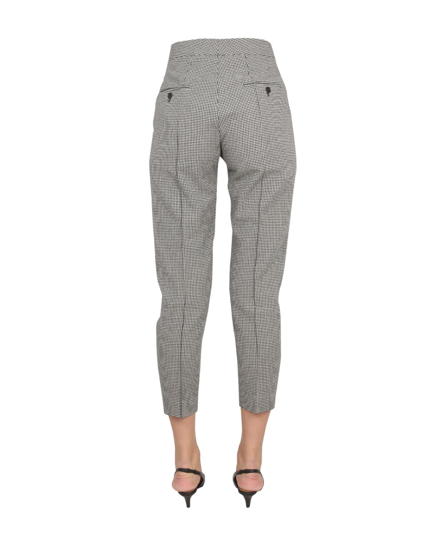 Isabel Marant "sioliran" Checkered Pattern Cropped Trousers In Gray
