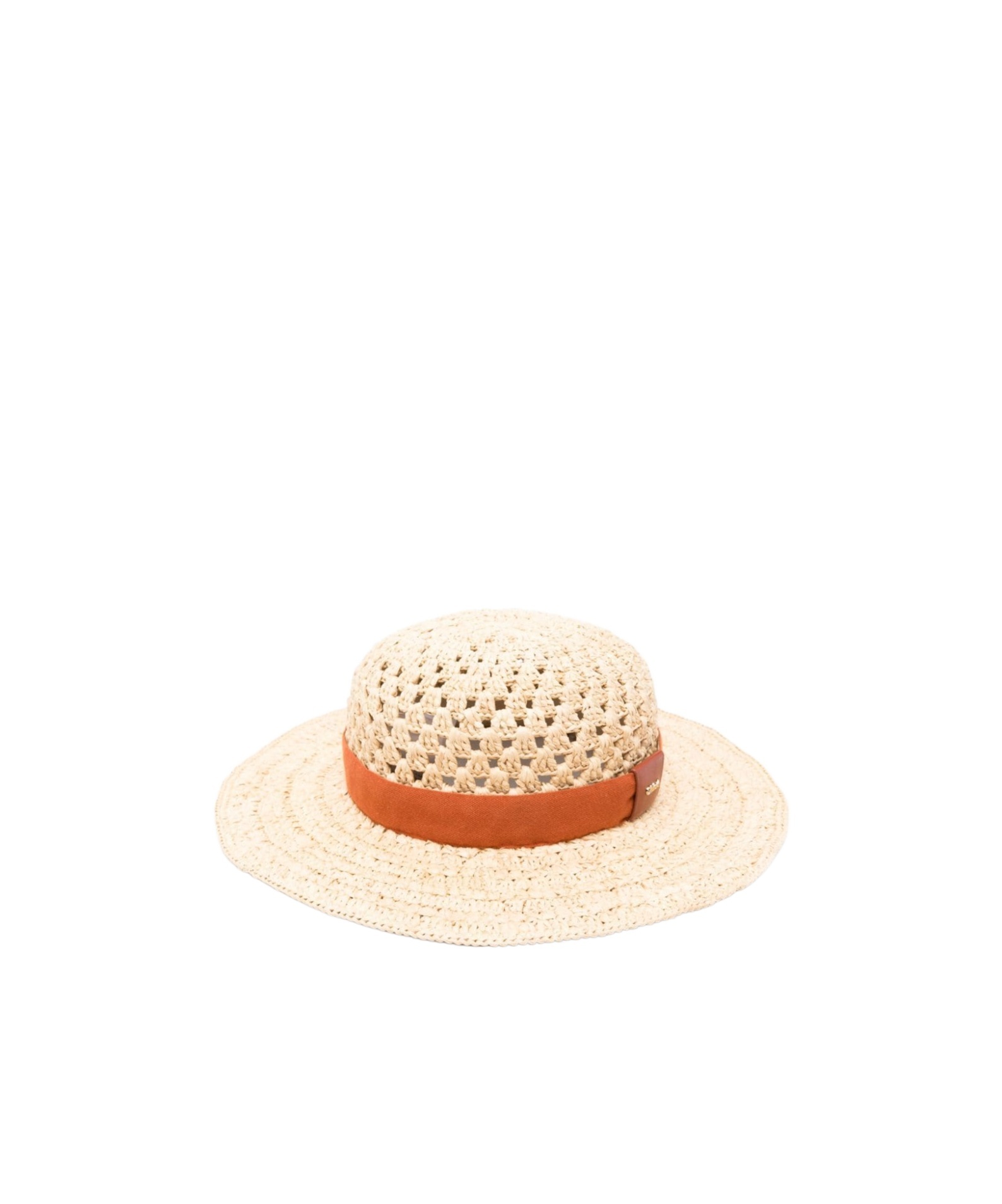 Chloé Logo-embellished Raffia Boater Hat In Nude