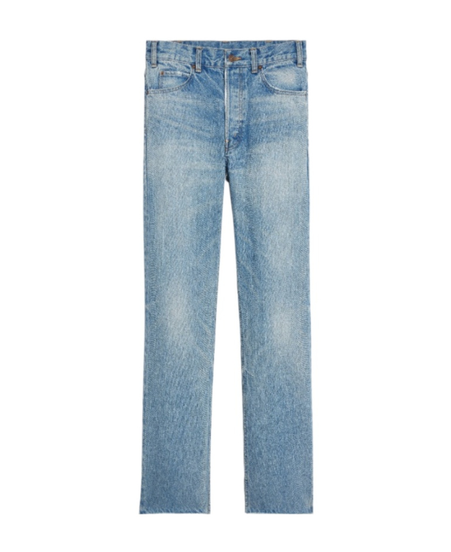 Celine Rough-edged Middle-waist Jeans In Blue
