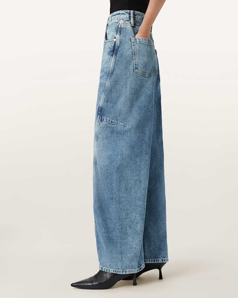 Allsaints Organic Denim Carter Barrel Jeans In Blue