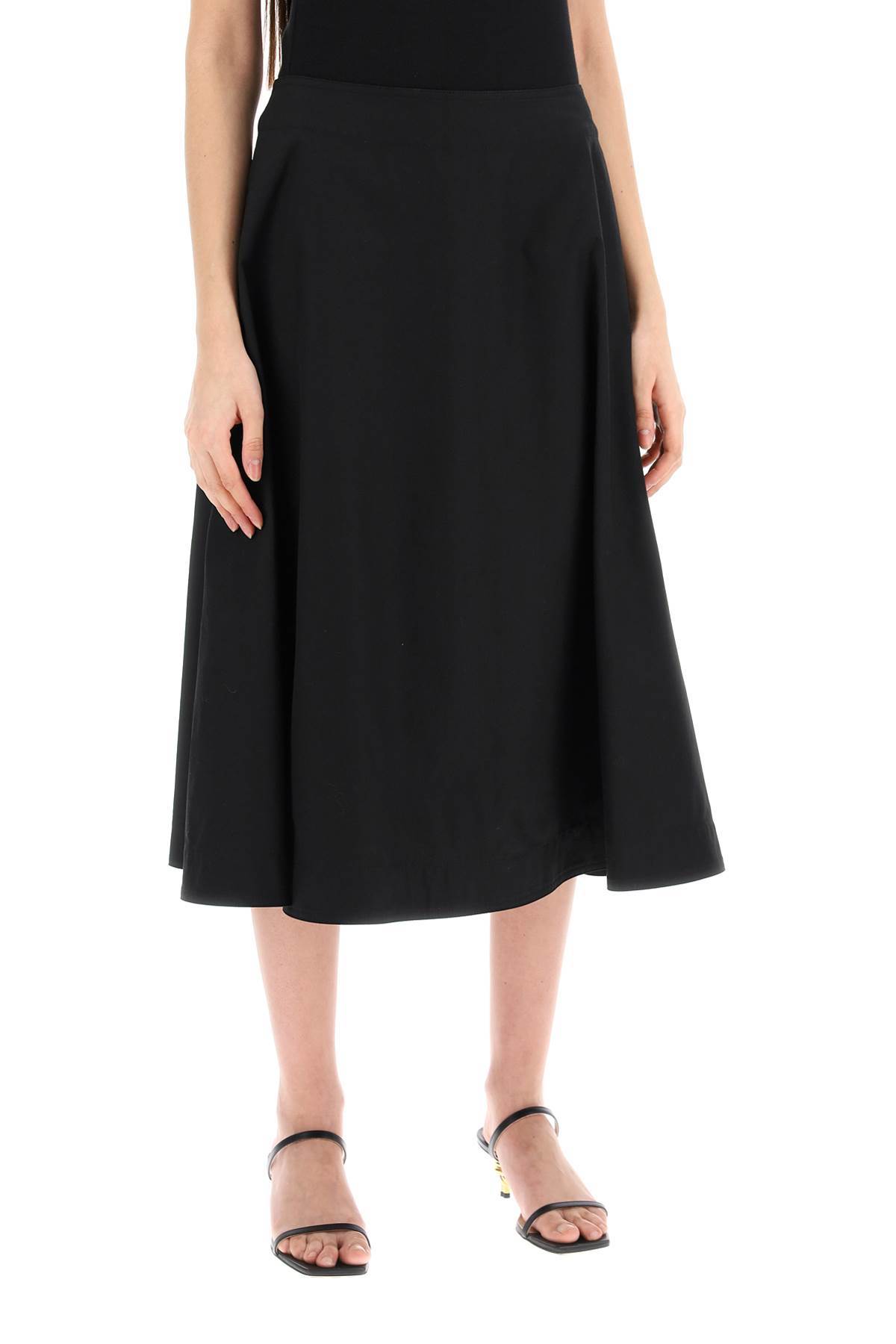 Bottega Veneta Flared Cotton Skirt For Women In Black