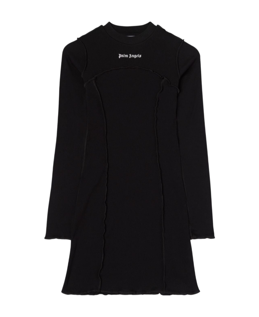 PALM ANGELS PALM ANGELS LOGO EMBROIDERED CREWNECK MINI DRESS