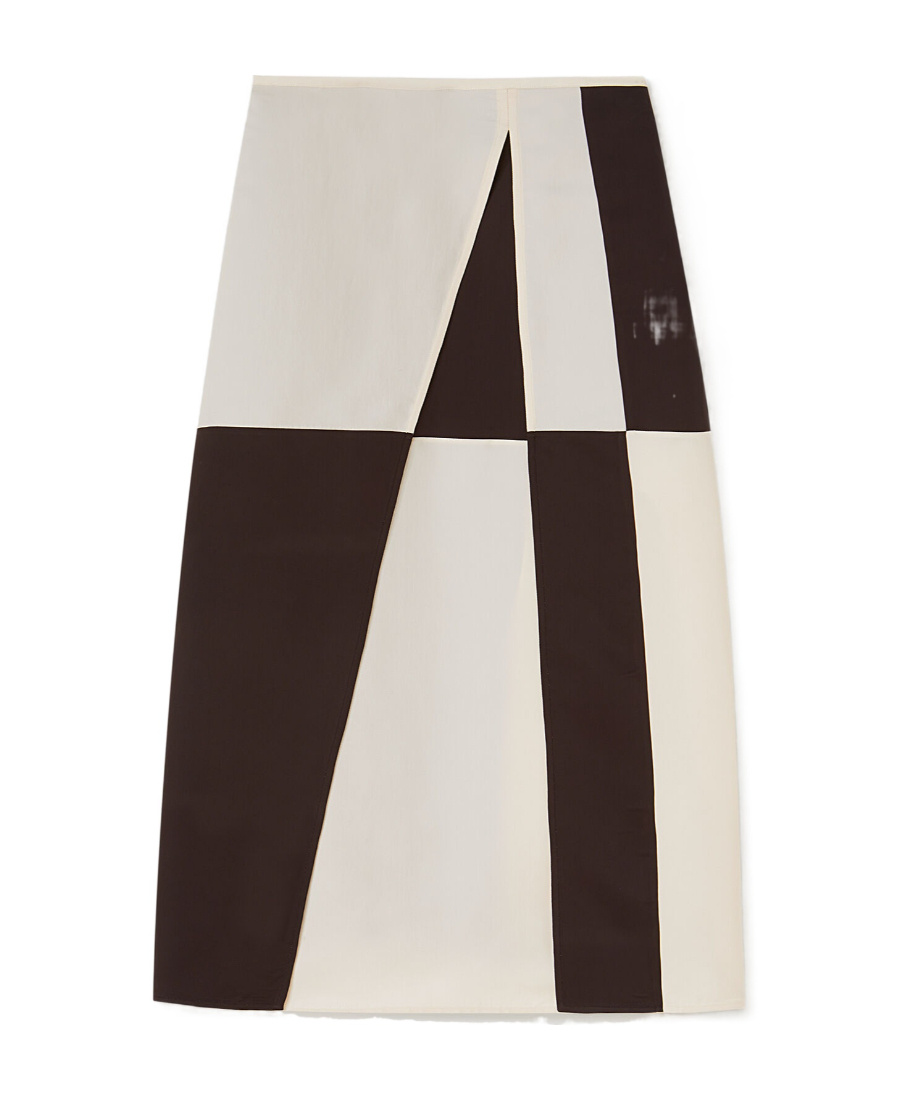Jil Sander Colour-block Midi Skirt In White