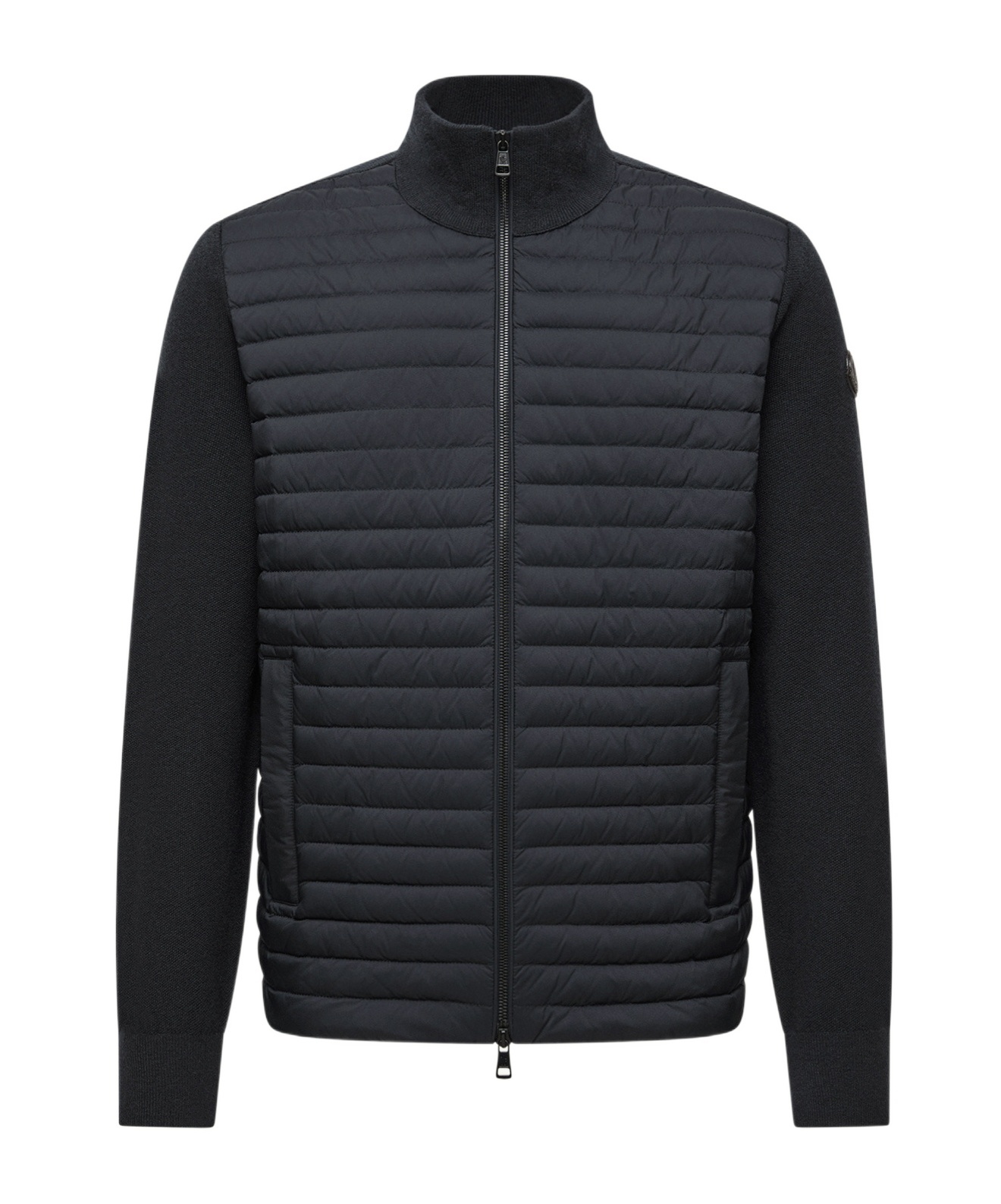 Moncler Cardigan Zippé Matelassé En Laine Et Cachemire In Black