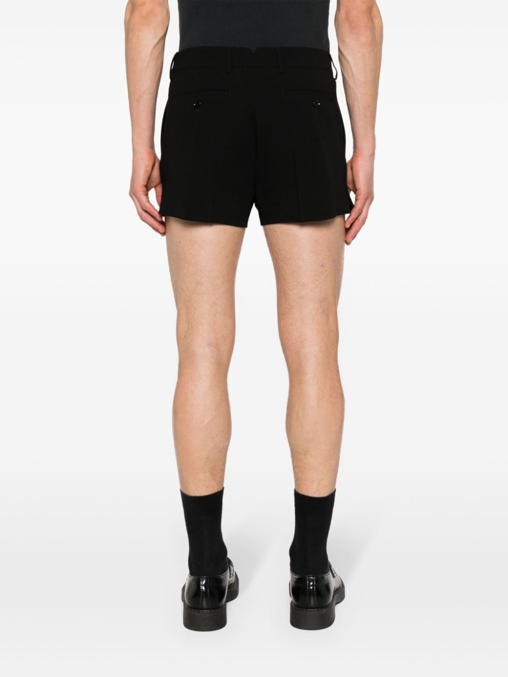 Shop Ami Alexandre Mattiussi Ami Crepe Mini Shorts In Black