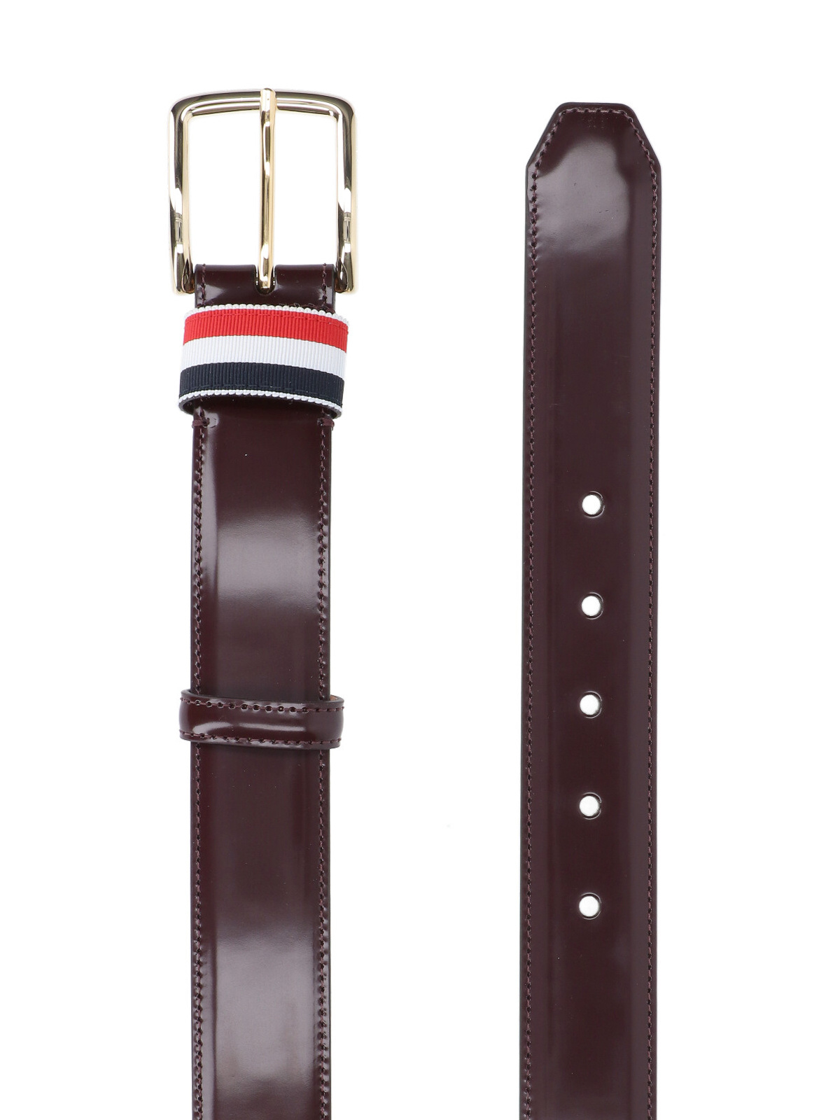 Thom Browne Striped Belt With Adjustable Fit And Gold-tone Buckle