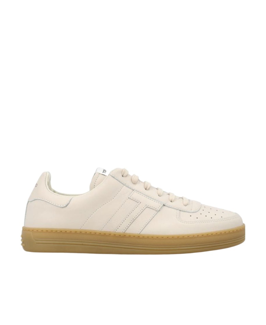 Tom Ford Smooth Leather Low Top Sneakers In Nude