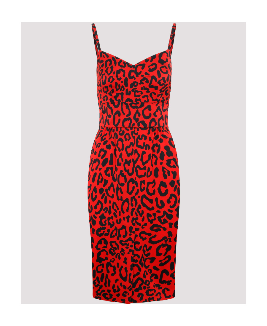 Dolce & Gabbana Leopard-print Midi Dress In Red
