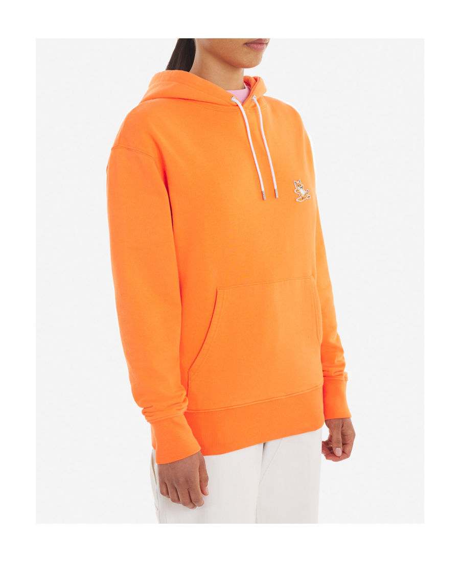 Maison Kitsuné Fox-patch Cotton Drawstring Hoodie In Orange