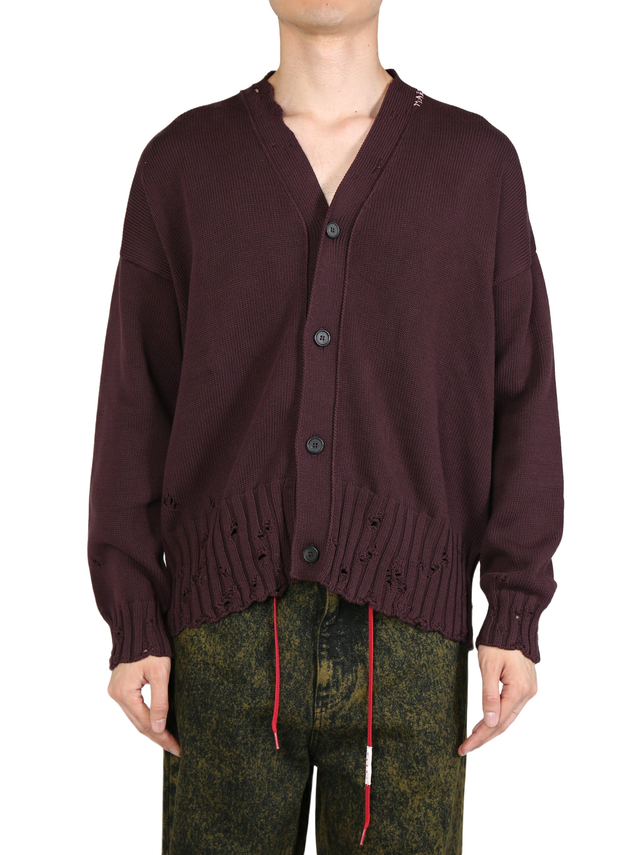 Marni Button V-neck Cardigan In Red
