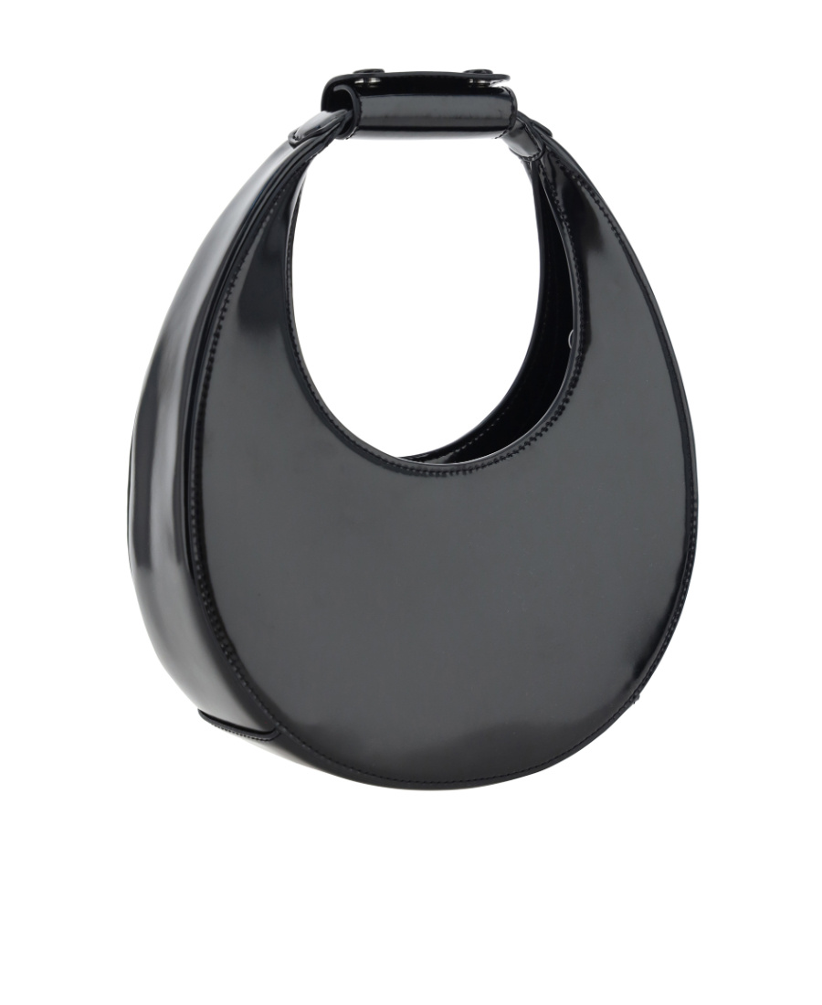 Staud Round Cut Moon Mini Tote Bag In Black