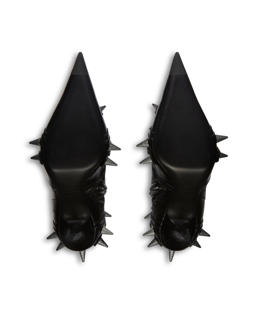 Balenciaga Cagole Leather Pointy-toe Boots In Black