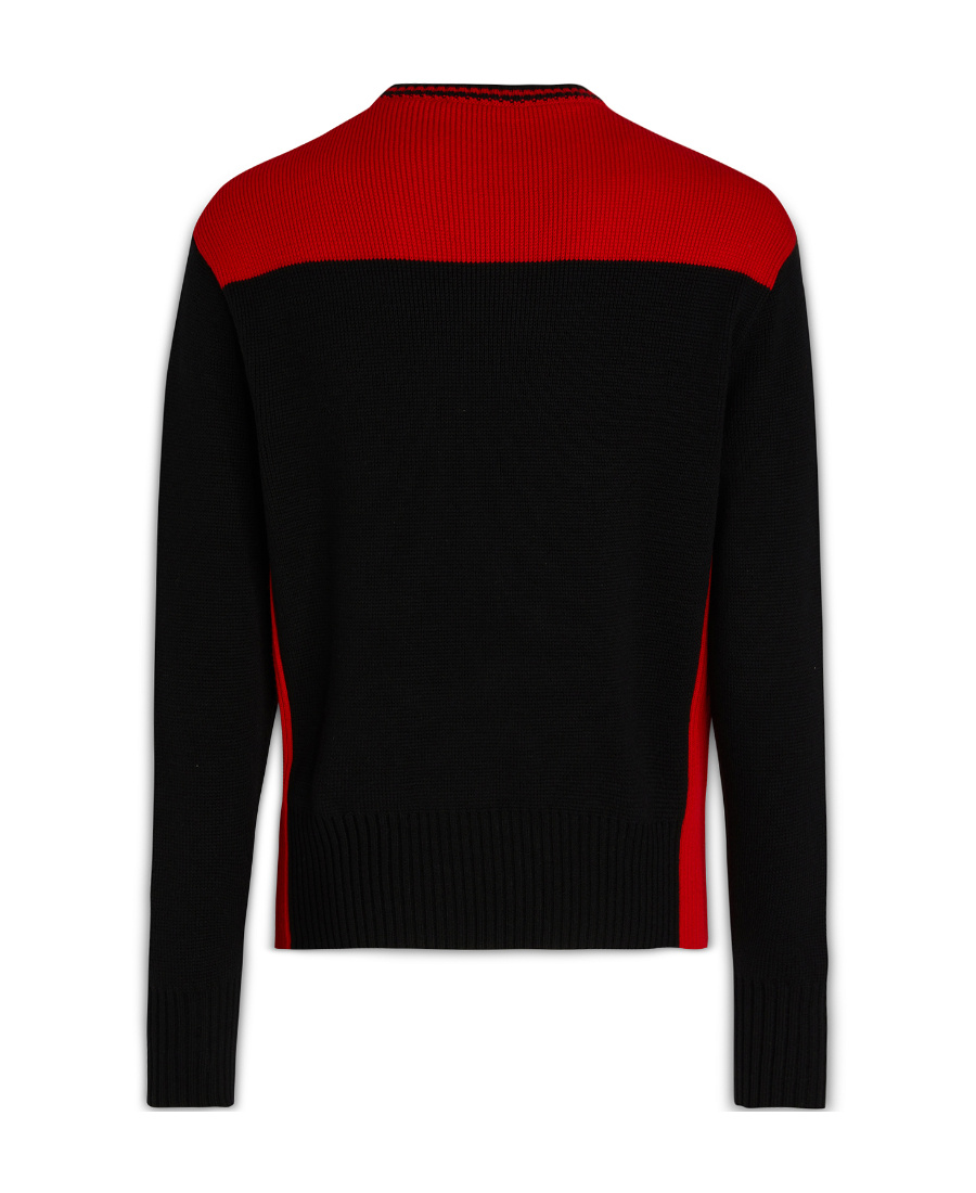 Ferragamo Color Matching Design Long-sleeved Sweater In Black