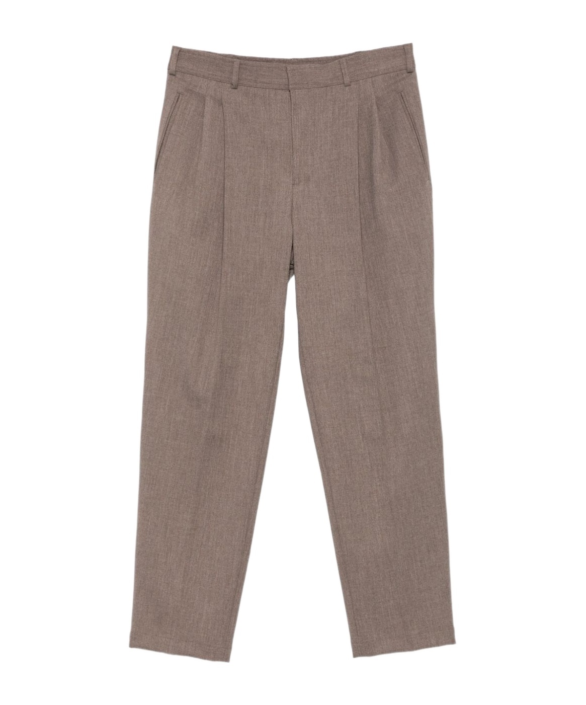 Emporio Armani Straight Trousers With Pleated Front And Pockets In Gray