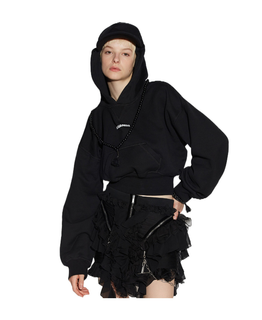 Shop Dsquared2 Logo-print Attached-cap Hoodie In Black