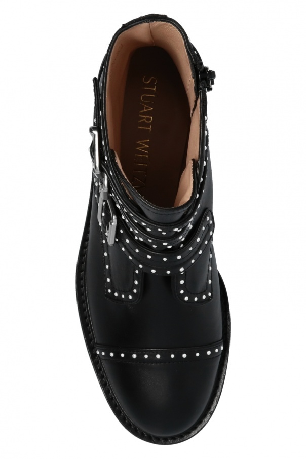 Stuart Weitzman Jesse Lift Studded Ankle Boots In Black