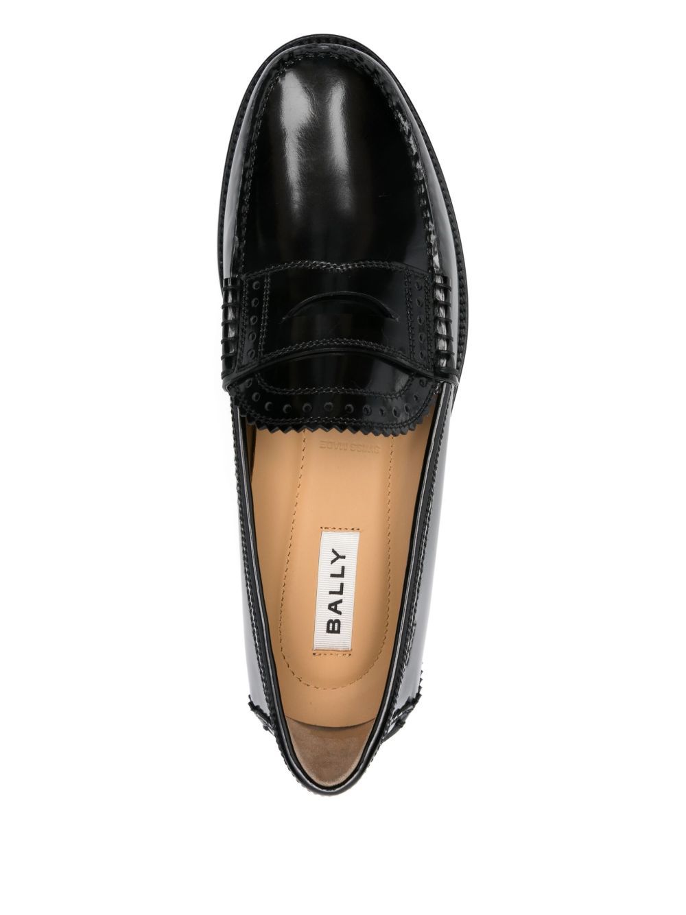 Bally Round Toe Leather Penny Loafers For Men In Black