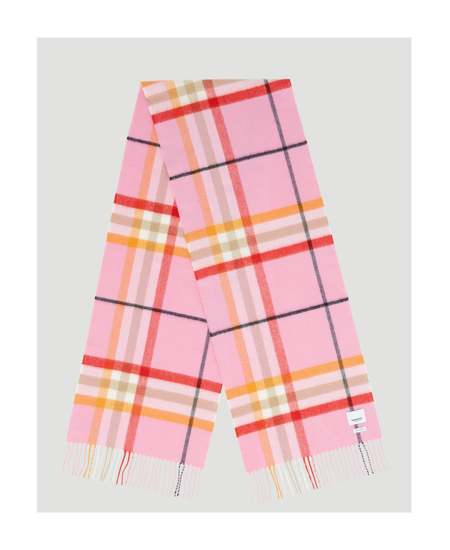 Burberry Checkered Fringed Scarf In Pink