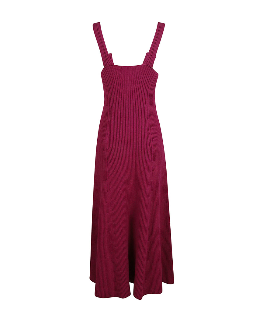 JIL SANDER JIL SANDER RIBBED KNITTED FLARED MIDI DRESS