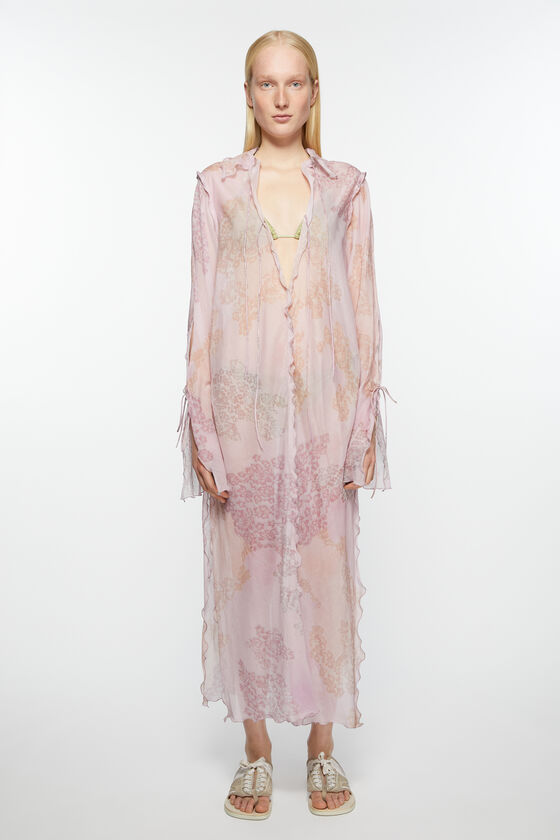 Acne Studios Womens Pink Daftan Floral-print Cotton And Silk-blend Maxi Dress In Pink