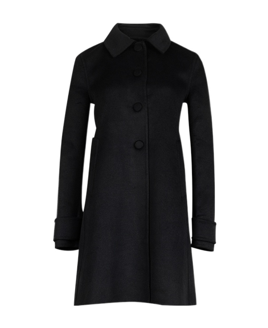 Prada Medium And Long Wool Coat In Black