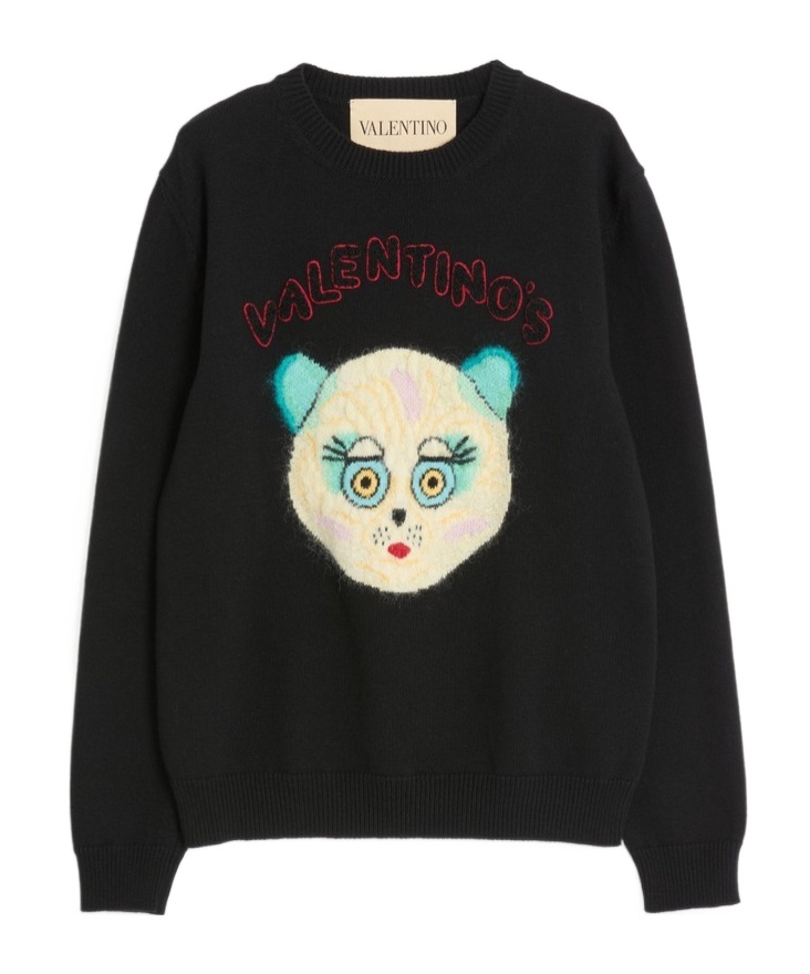Valentino Garavani Sweater With Le Chat De La Maison Patch In Black