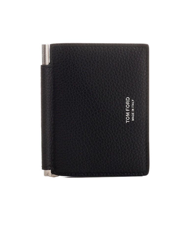 Tom Ford Money-clip Leather Wallet In Black