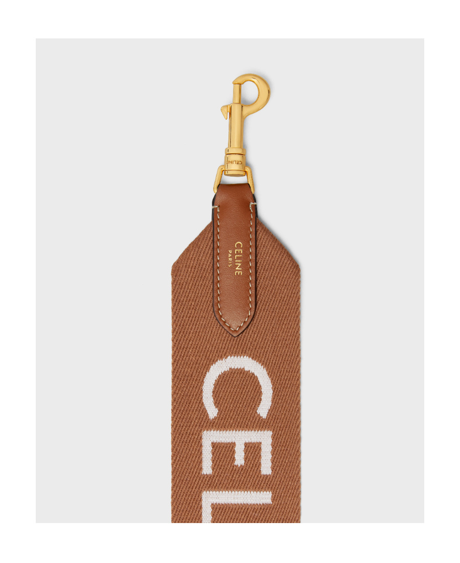 Celine Wool Jacquard Long Shoulder Strap In Brown