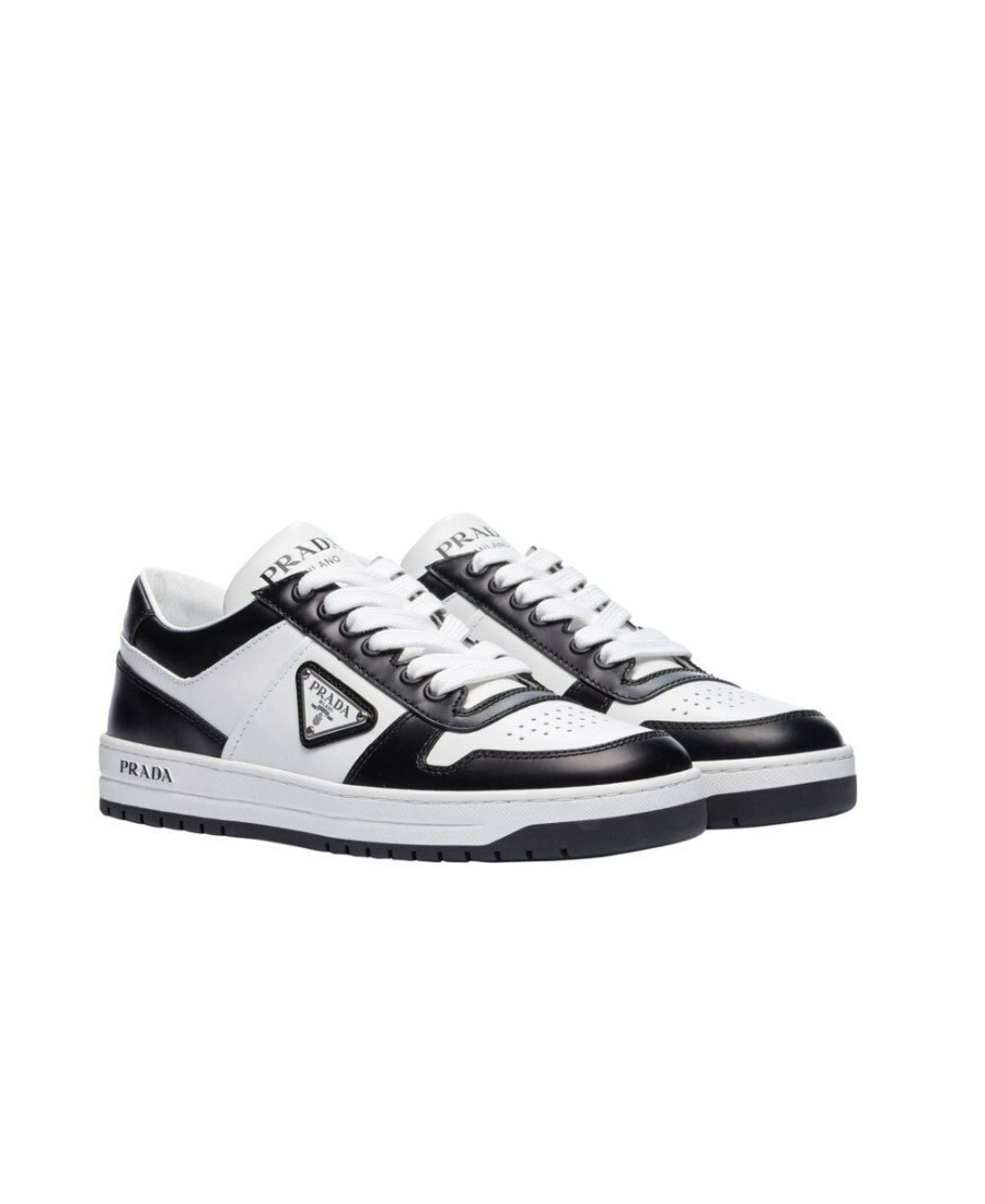 Prada Downtown Sneaker Aus Perforiertem Leder In White