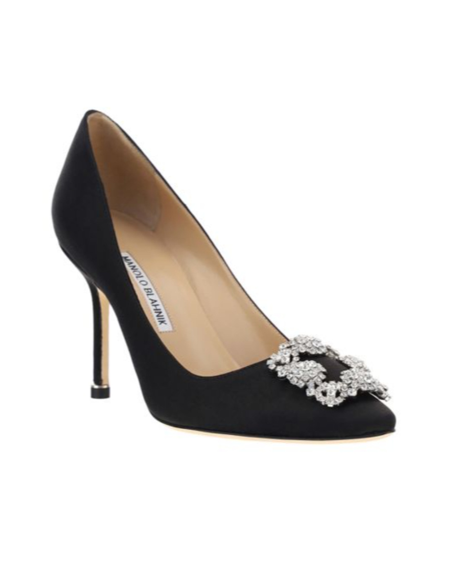 Manolo Blahnik Hangisi 90 Black Satin Pumps In Black