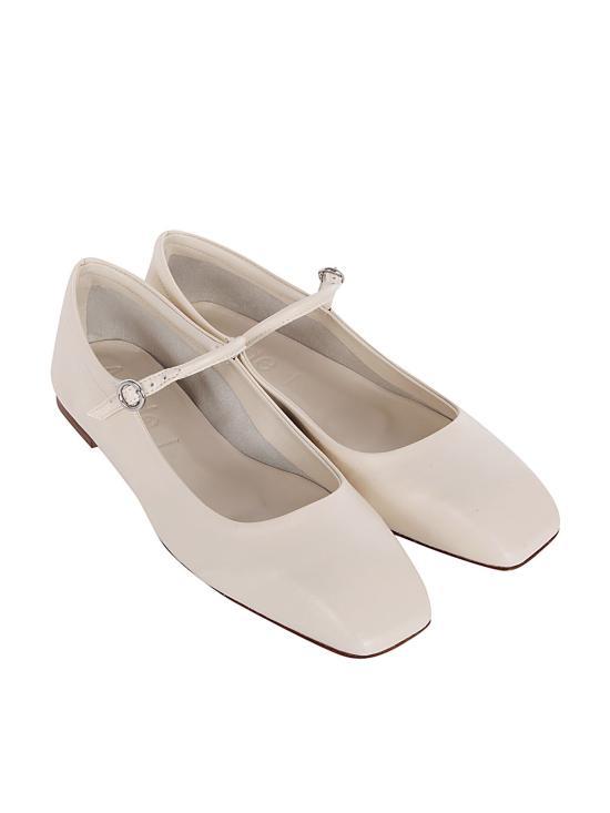 Aeyde Maryjane Leather Ballerina Shoes In White
