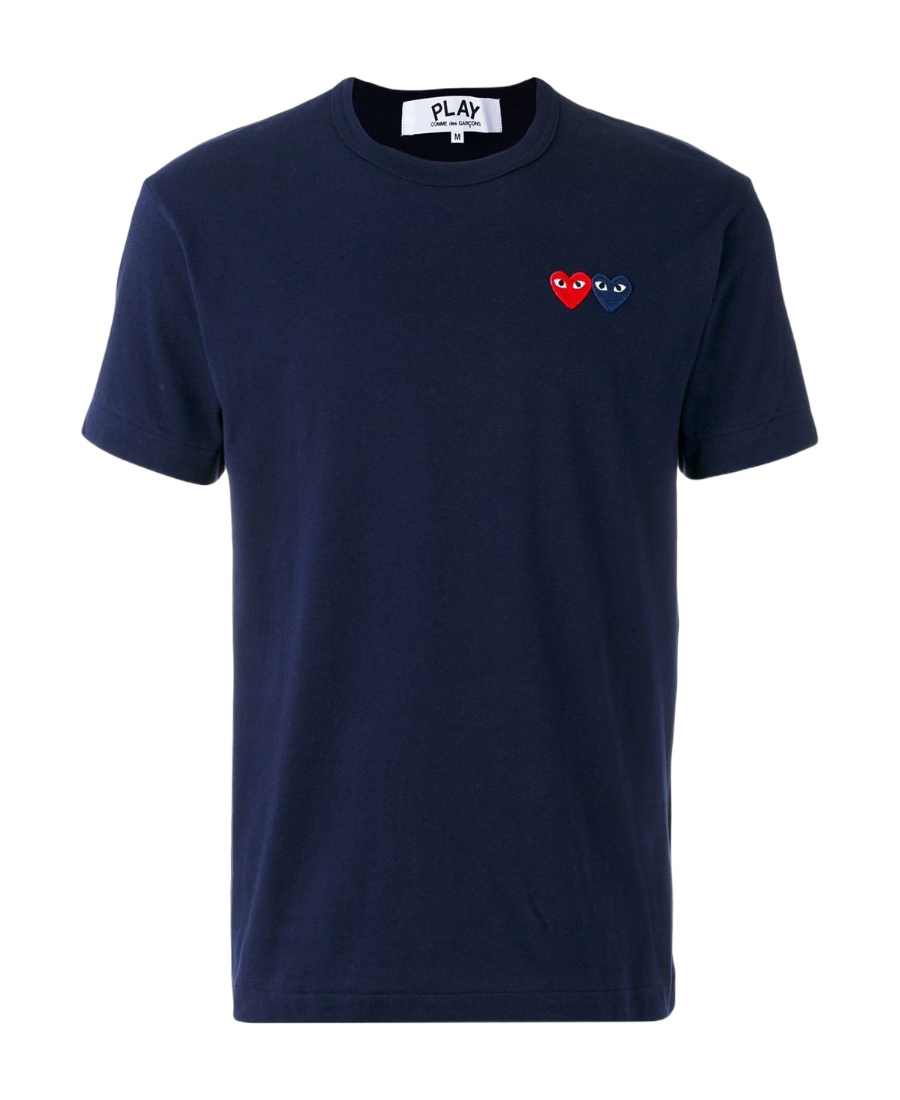 Comme Des Garçons Play Double Heart Patch Cotton Jersey T-shirt In Black