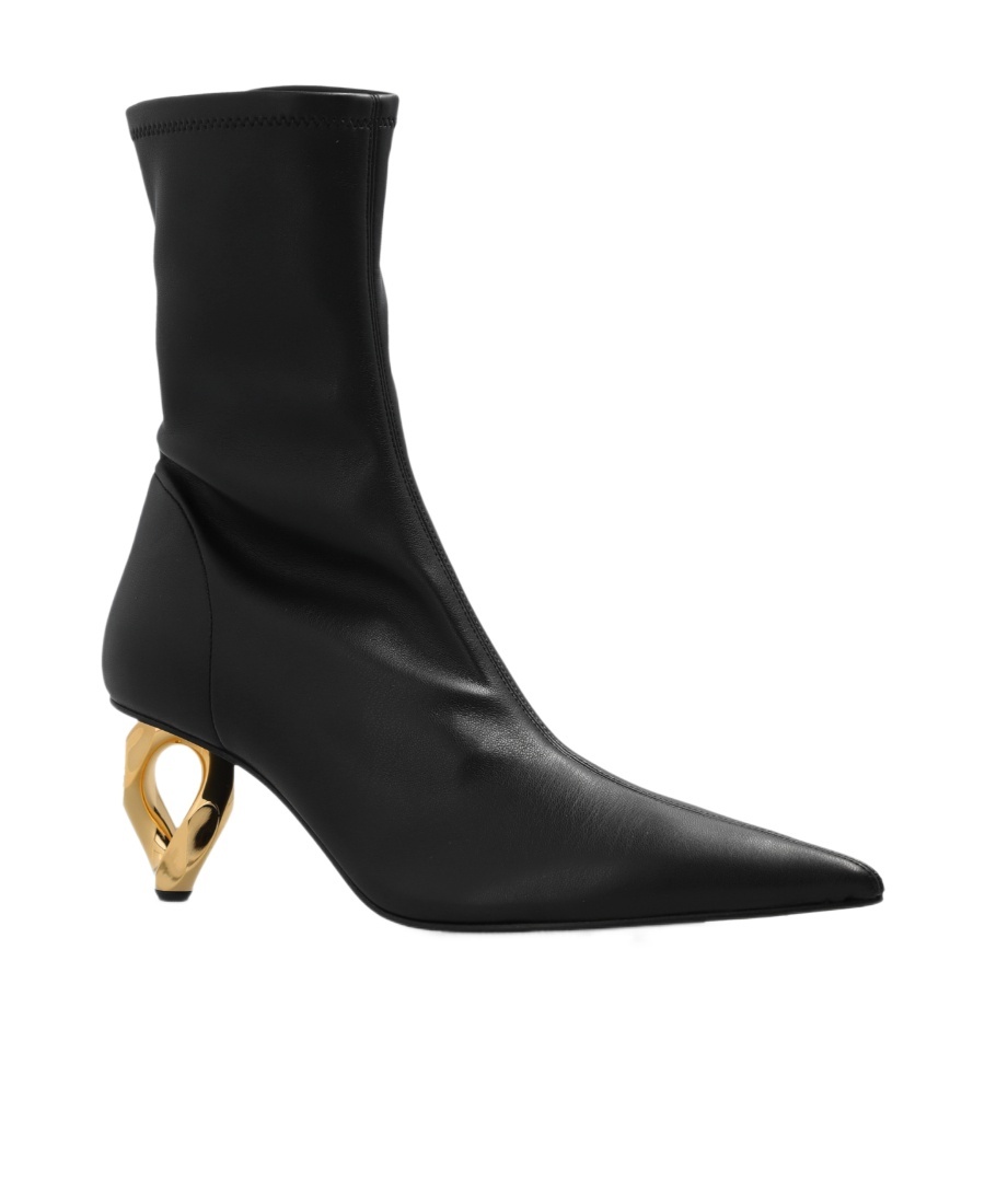 Jw Anderson J. W.anderson Pointed Chain Booties With Statement Heel 7 Cm In Black