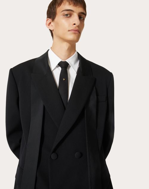 Valentino Elegant Black Wool Double-breasted Jacket In Black