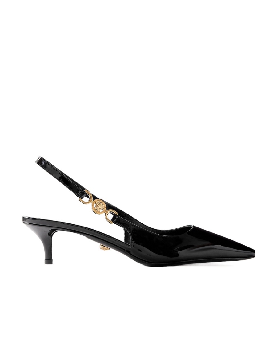 Versace Black Leather High Heel Pumps In Black