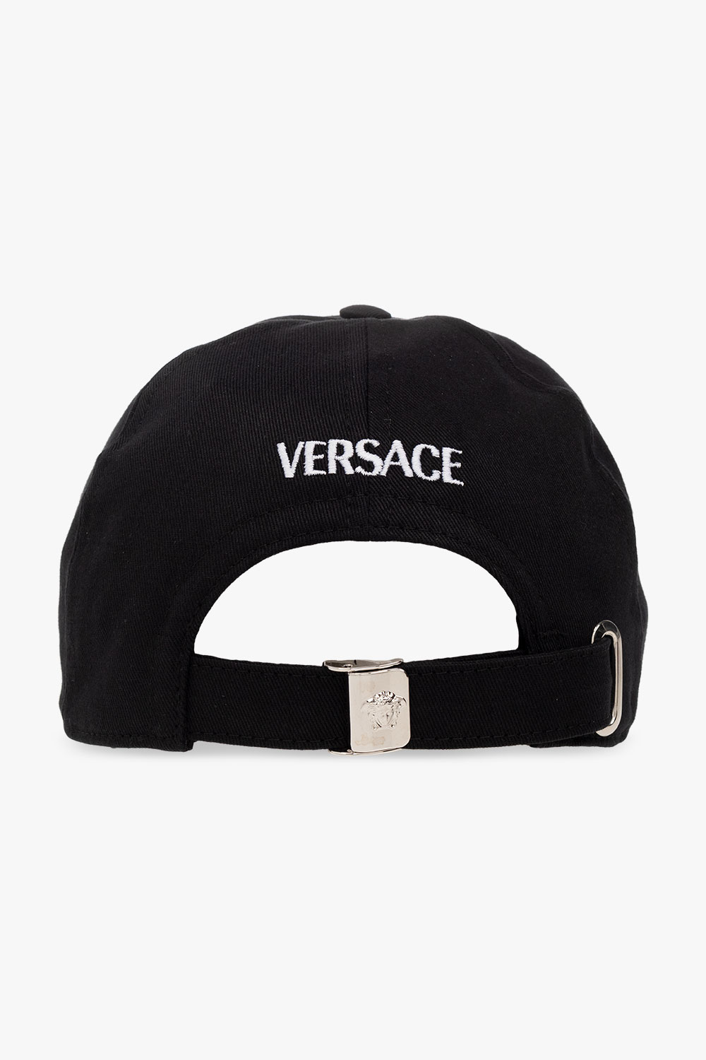 Versace Logo-embroidered Cotton Cap In Black